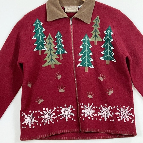 Painted pony red women’s full zip Christmas cropped jacket size medium - Picture 4 of 16